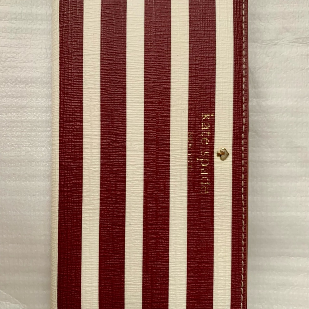 Kate Spade Burgundy and Cream Textured Leather Madison Wallet
